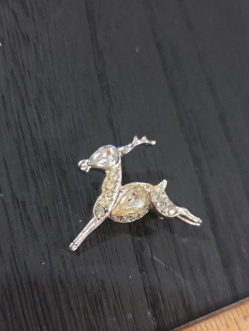 Vintage Leaping Reindeer Rhinestone Brooch Pin - Women's Jewelry